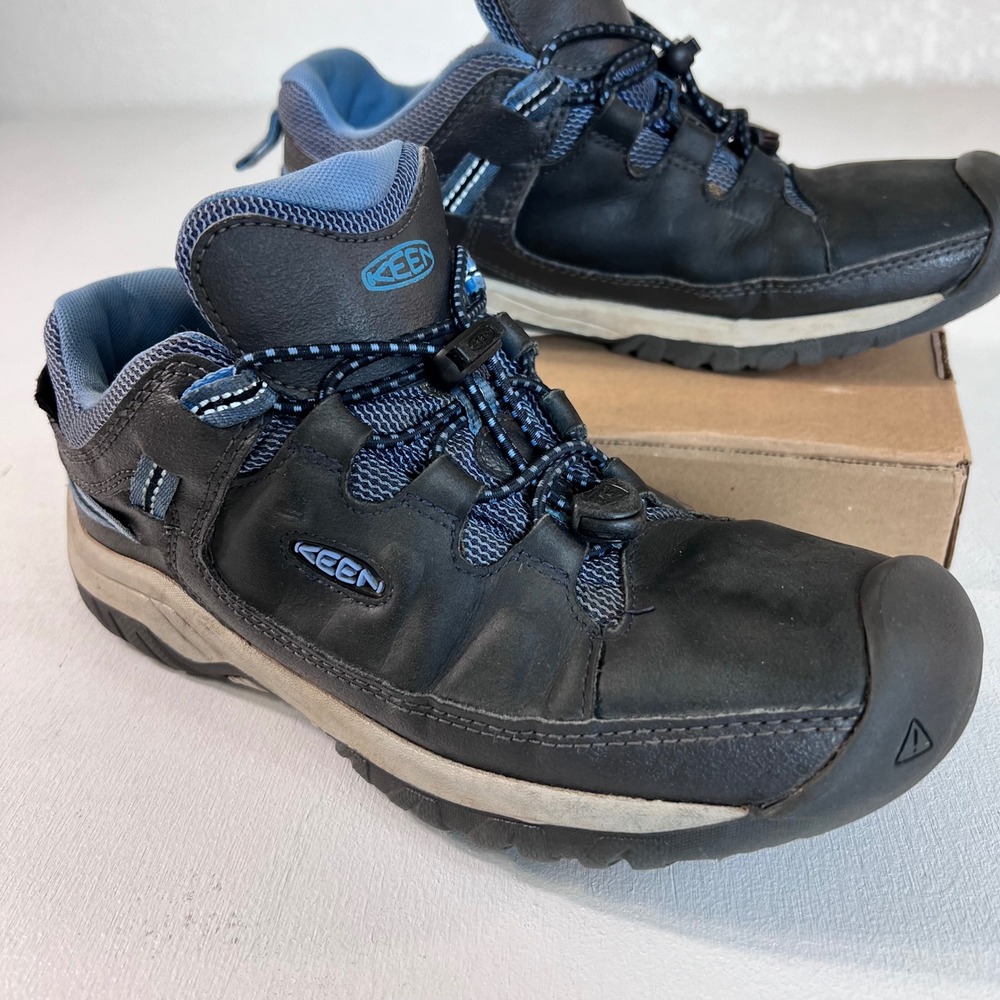 KEEN Targhee Low Kids Waterproof Hiking Shoes Youth 4 Blue Black Gorpcore